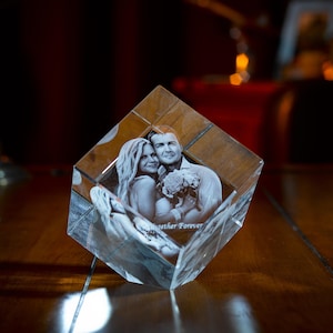 Anniversary Crystal, Gift For Mother, Personalized Gift, Engraved Art, Laser Etched Print | 3D Photo Crystal Diamond