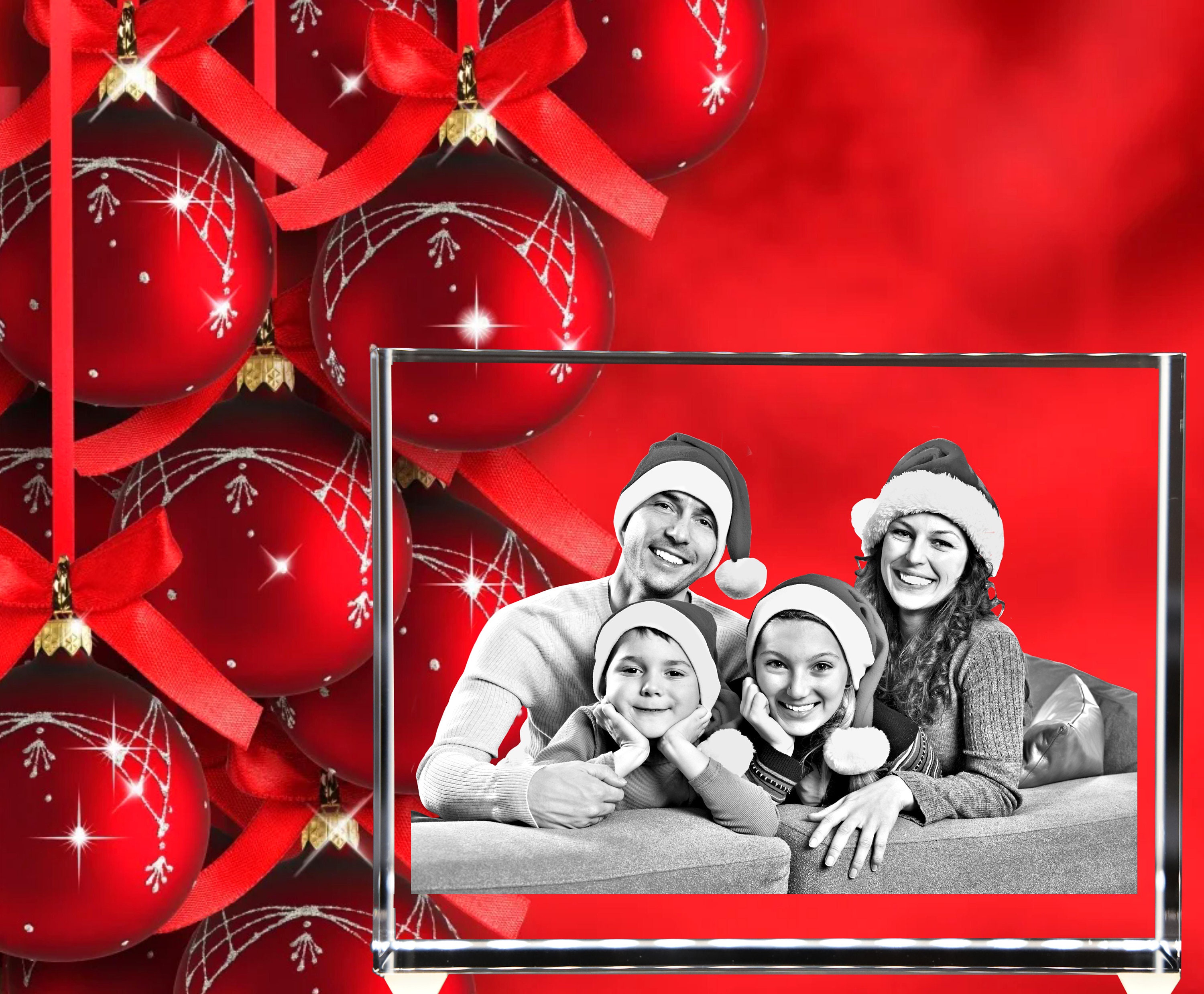 Cristallo Con Foto Incisa Al Laser 3D - Regalo Personalizzato Per Famiglia, Coppie, Ricorrenze - Foto 2