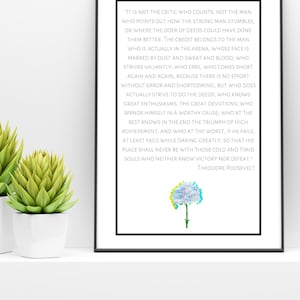 Man In The Arena Theodore Roosevelt Quote Digital Download