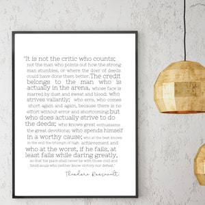 Man In The Arena Theodore Roosevelt Quote Digital Download