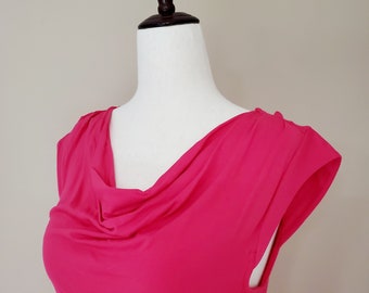 Hot Pink Dress / Faux Wrap dress / Women Dress / XS / TP size / Summer Dress