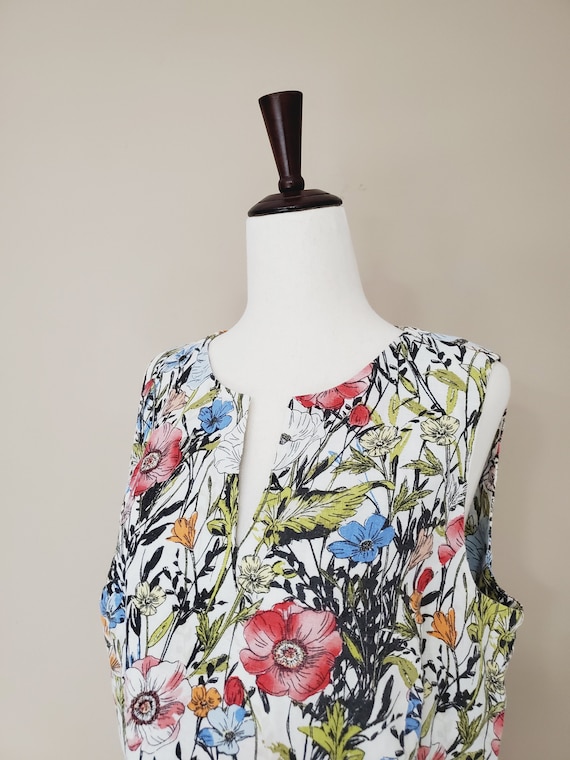 Floral Linen Dress / j.jill / Women Dress / Small 