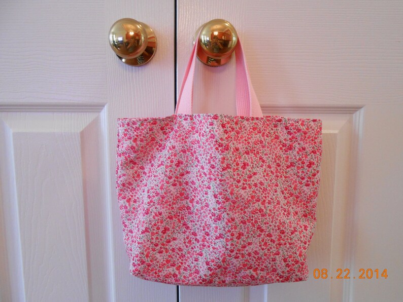 baby pink webbing S size Liberty tote bag diaper bag daycare bag shopping bag daughter bag