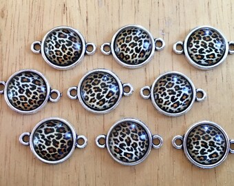 Leopard connector Beads with 2 Holes, brown animal print Beads, Leopard, animal bracelet, wire bangle, wire bracelet, animal print jewelry