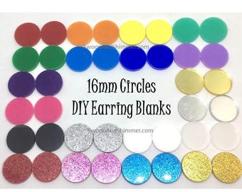 Acrylic Earring Blanks, 16mm earring circles, monogram jewelry, monogram earrings, acrylic blanks, circular earrings, acrylic circles, white