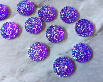 Chunky Deep Purple 12mm Druzy Cabochons, jewelry making kit, earring set, diy jewelry, druzy studs, 12mm Druzy cabochon, purple studs