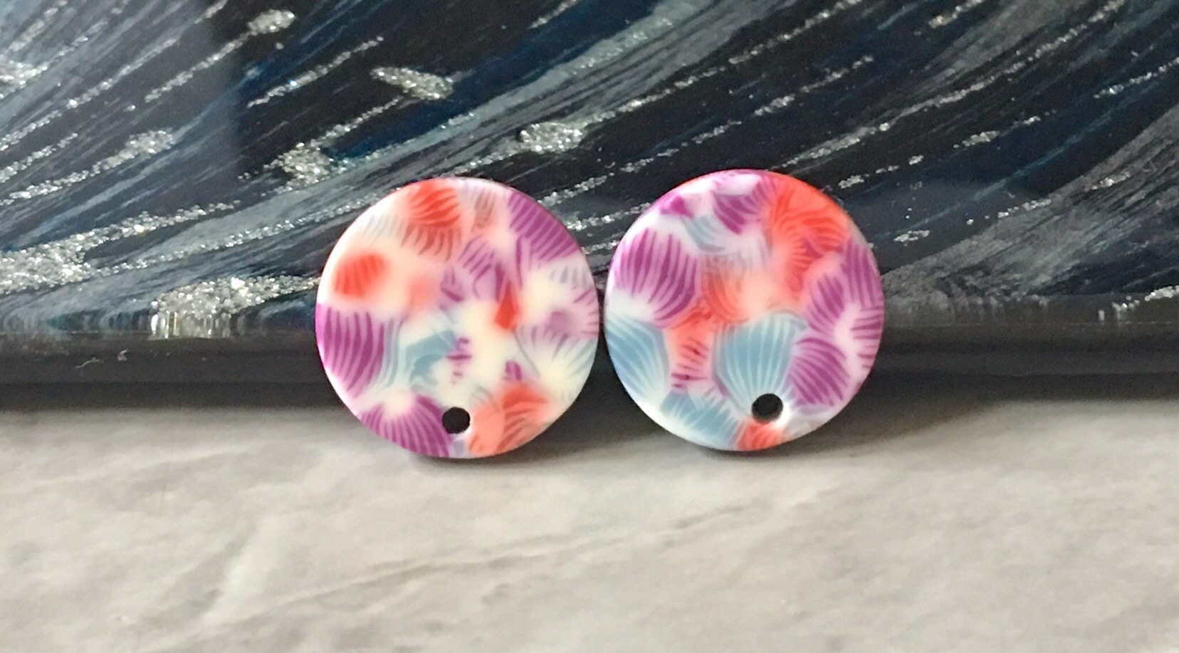 16mm Tye Dye round post earring circle blanks drop stud Etsy