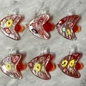 SALE Red Fish Handmade Lampwork Blown Glass pendant, Grade A glass bead long mandala necklace, glass necklace jewelry