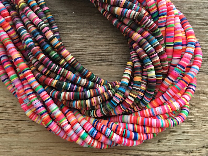 Rainbow 6mm WHOLESALE Rubber Disc Beads 16 Strand Heishi Etsy