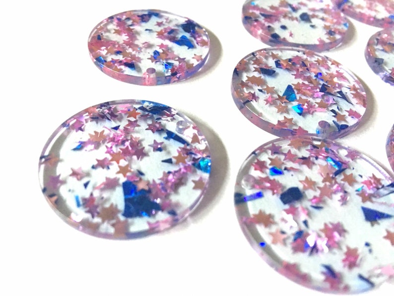 Pink & Blue Confetti Circle Resin Beads Round Shape Acrylic - Etsy