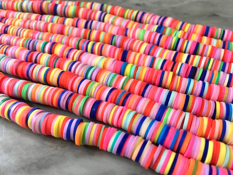 Rainbow 8mm WHOLESALE Rubber Disc Beads 16 Strand Heishi Etsy