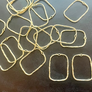 Gold Oval Rectangle metal earring Beads, circle cutout Necklace pendant bead, one hole at top DIY blanks 33mm circles oval