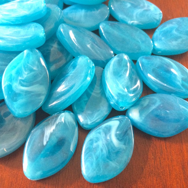 Caribbean Blue Beads, The Marquise Collection, light blue beads, big blue beads, 30x21mm Beads, blue jewelry, blue bangles, bright blue