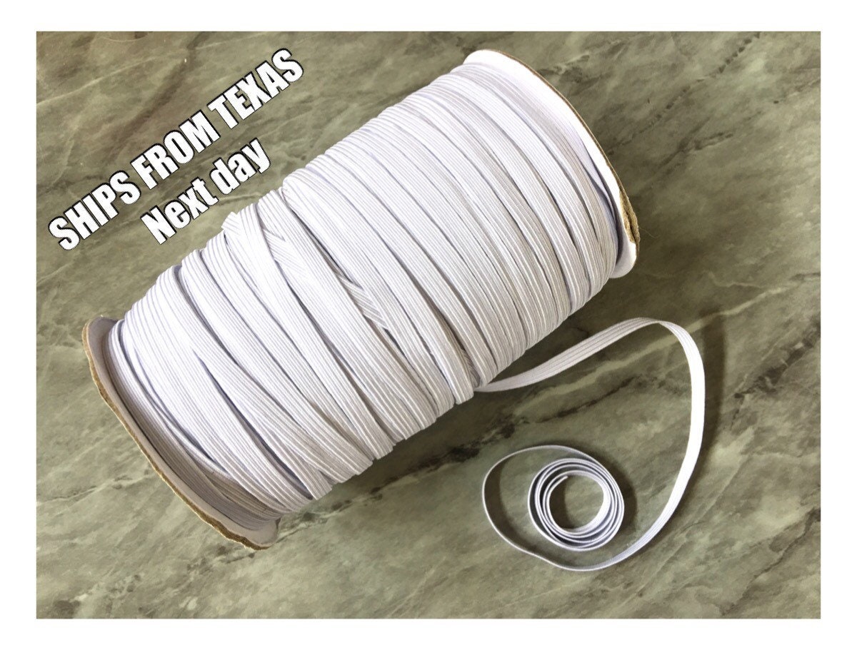 Ivory 1/4 Inch Elastic for Sewing Face Mask Skinny Elastic by the