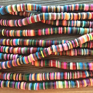 Rainbow 6mm WHOLESALE rubber disc beads, 16” strand heishi beads, colorful round polymer beads, colorful pride clearance beads, donut beads