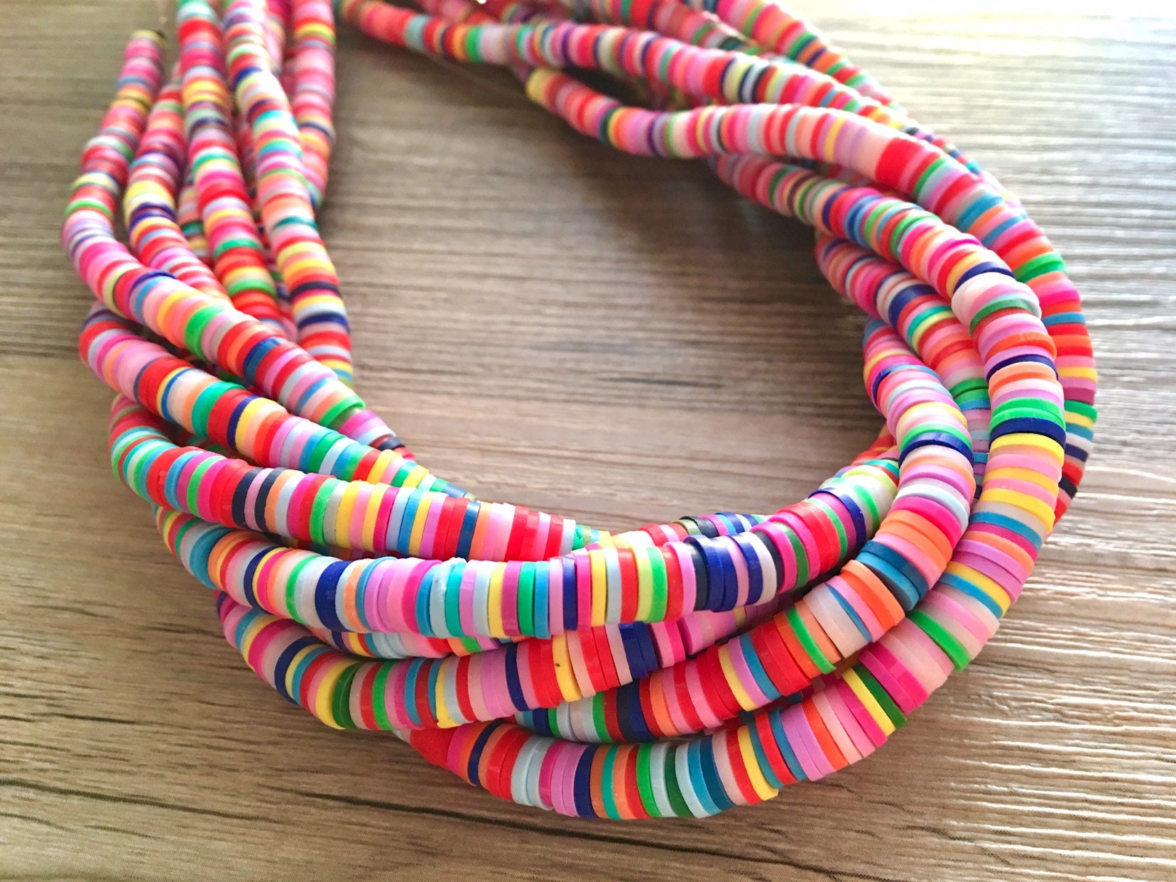 10Strand 380-400pcs/strand 6mm Polymer Clay Beads Pink Environmental Flat  Round Disc Spacer African Heishi Beads Strand for Jewelry Making Rainbow  Bracelets Necklaces Earrings Hole 2mm 