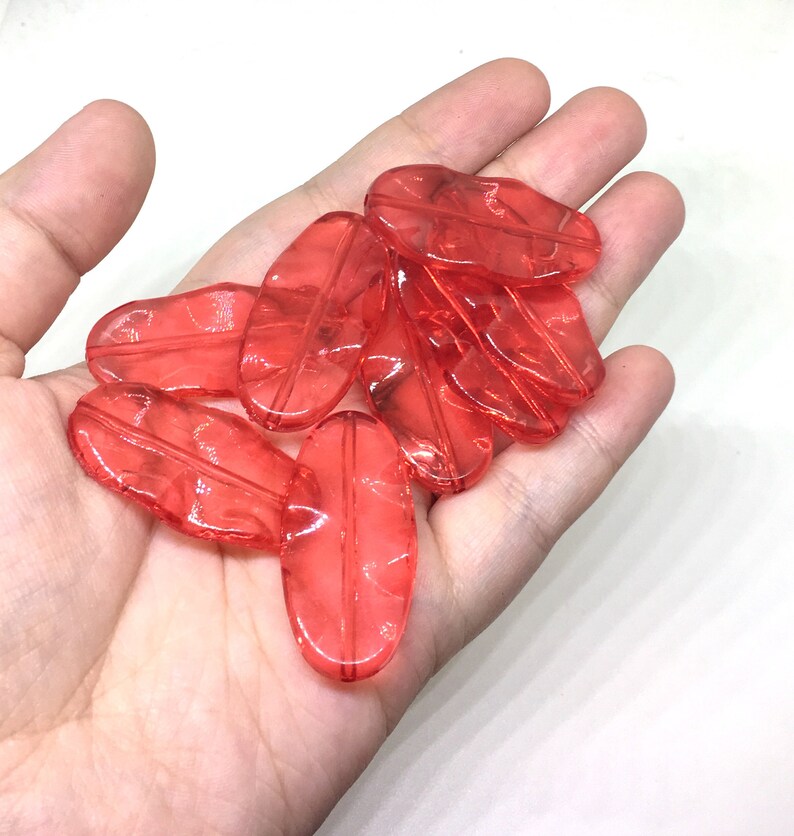 red faceted acrylic beads XL Red oval surf board beads large acrylic beads bangle beads jewelry making red oval beads red jewelry
