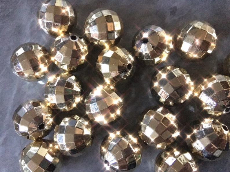 Gold Mirrorball 20mm Round Beads Circular Beads Metallic Etsy