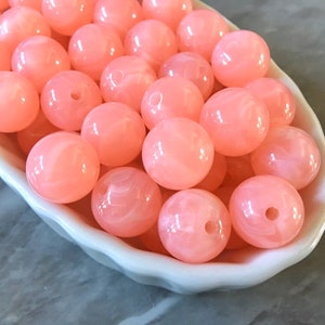 Blush pink 14mm round beads, gumball beads, bubblegum beads, chunky beads necklace jewelry, chunky necklace circle girls light pink