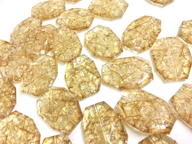 chunky craft supplies for wire bangle or jewelry making tan brown Champagne Dinosaur Egg Clear Faceted 35mm acrylic beads
