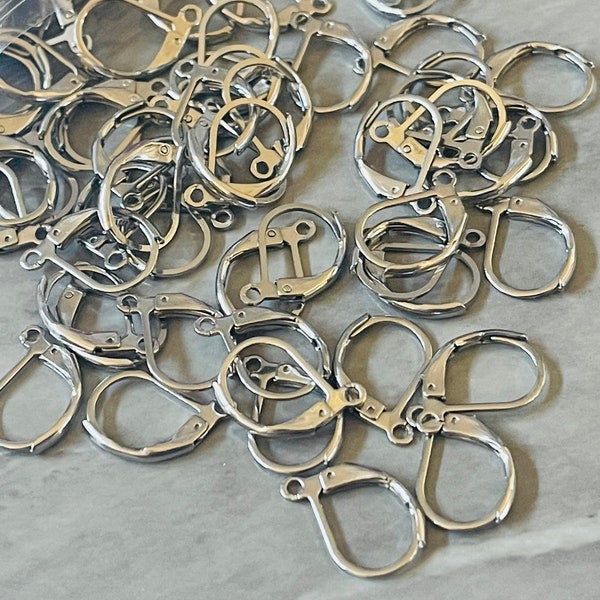 WHOLESALE Huge LOT 200 silver lever earring Hook findings jewelry creation, bangle making decor, fasteners charms pendants dangle chandelier