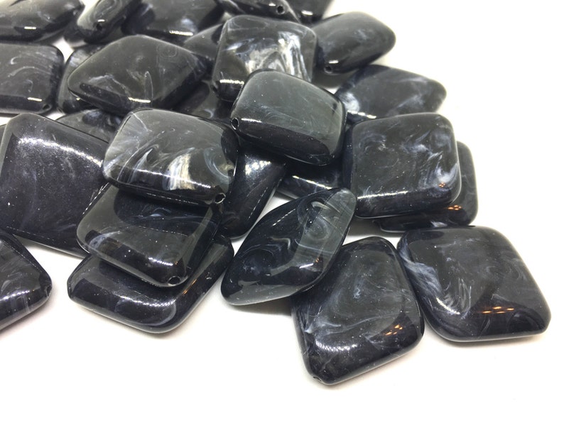 32x27mm Beads bracelet necklace earrings The Diamond Collection big acrylic beads jewelry making beads dark beads Black Beads