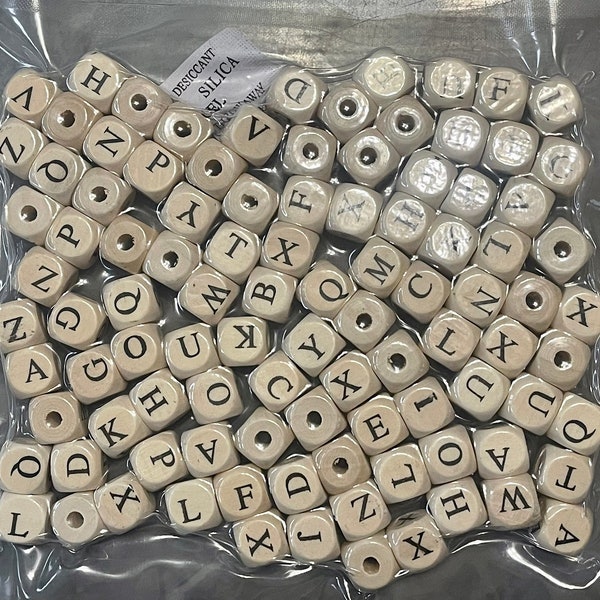 Wood Letter Bead Grab Bag, charms for jewery making, alphabet charms, name jewelry, monogram jewelry, gold letter beads