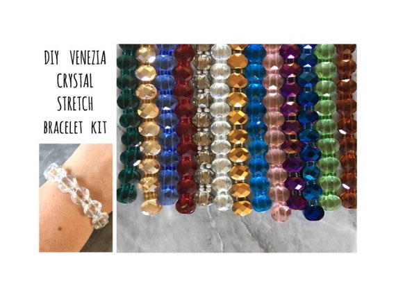 DIY Stretch Bracelet Kit With Venezia Crystals in 13 Colors 