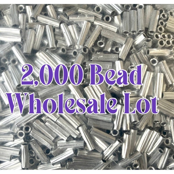 WHOLESALE 2000 Piece Sale Lot, finding metal clearance bead soup set, aluminum bead last chance silver gray textured geometric tube 10mm