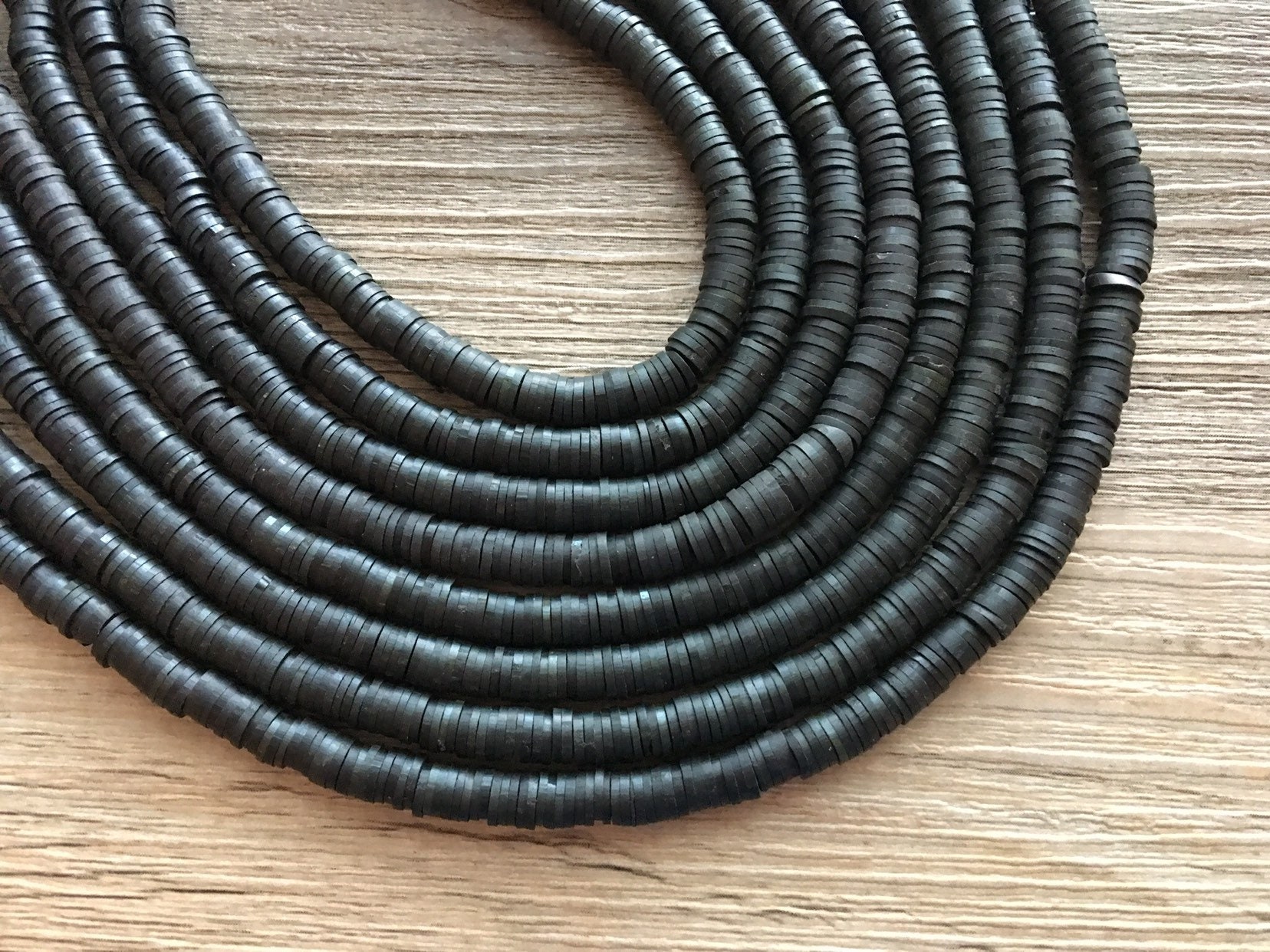 Black 6mm WHOLESALE Rubber Disc Beads 17 Strand Heishi Etsy