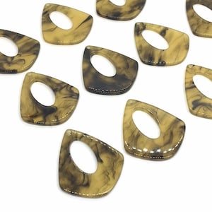 Champagne Black Tortoise Shell Beads, Teardrop shape acrylic 38mm Long Earring or Necklace pendant bead, one hole at top acrylic