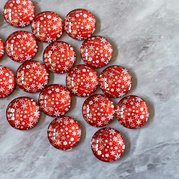 Red Snowflake Christmas Resin 12mm Druzy Cabochons, jewelry making kit earring set, diy jewelry, druzy studs, 12mm Druzy stud earrings