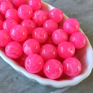 Hot Pink 14mm round beads, gumball beads, bubblegum beads, chunky beads necklace jewelry, chunky necklace circle girls bright pink