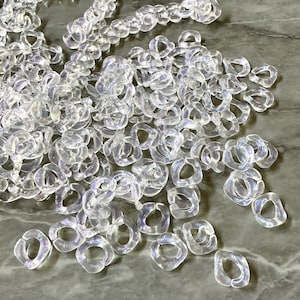 WHOLESALE Last Chance AB Acrylic linking chain ovals, findings for jewelry making Aurora Borealis clear linking rings ovals rainbow