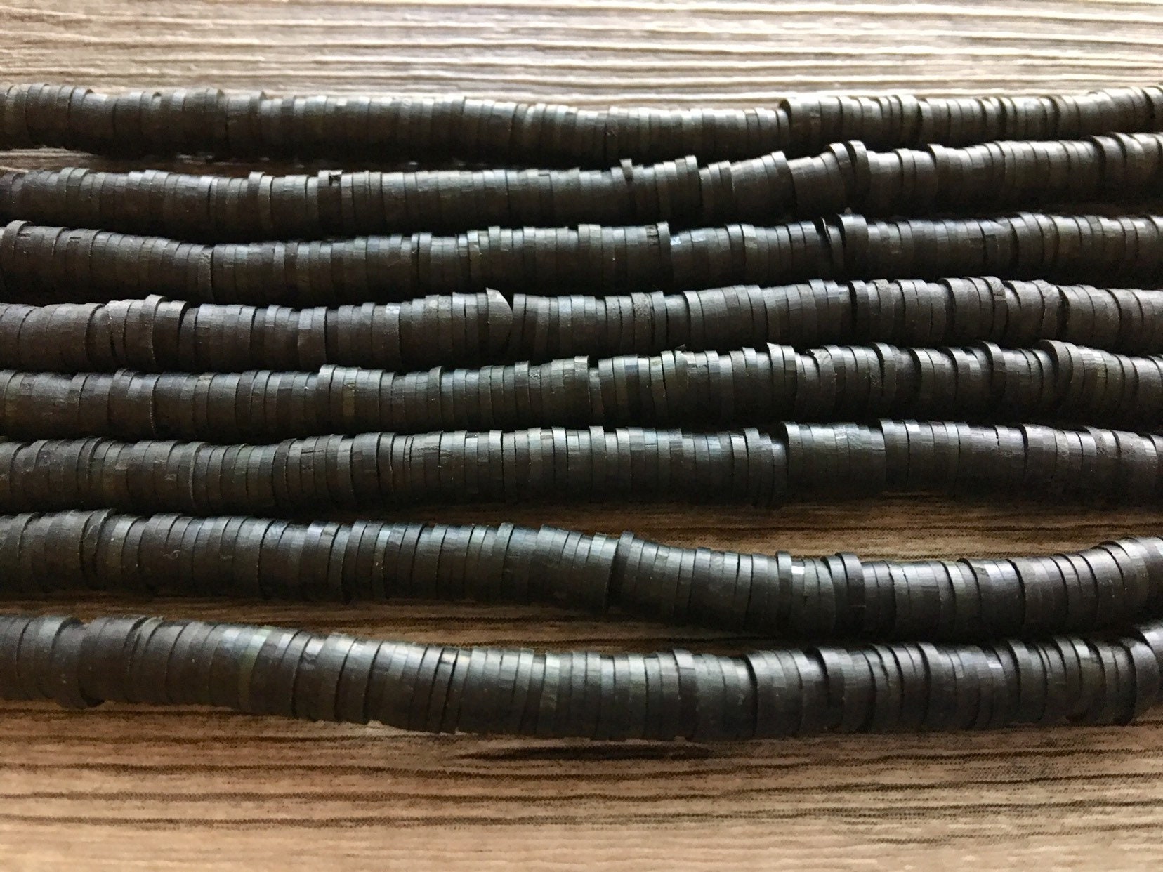 Black 6mm WHOLESALE Rubber Disc Beads 17 Strand Heishi Etsy