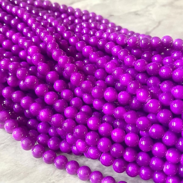 Painted Glass Round Bead Strands, Violet Purple Glass Beads Strands, Circle Round Violet Purple 8mm, sale clearance beads 100pcs/strand