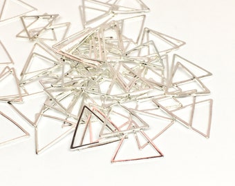 23 mm Srebrne metalowe trójkąty, bransoletka naszyjnik kolczyki, tworzenie biżuterii, geometryczne kolczyki, trójkątne półfabrykaty, prosty trójkąt minimalistyczny klejnot