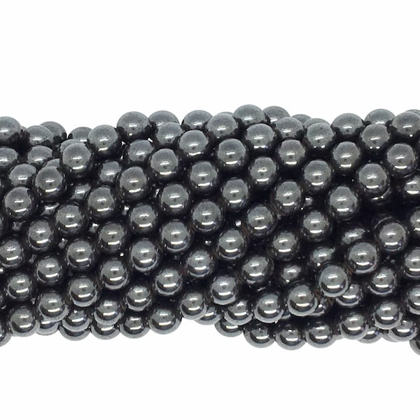 Perles d’hématite magnétiques, perles rondes gris ardoise de 8 mm, brin complet de 16 pouces, 50 perles, perles grises, bijoux de collier de bracelet de thérapie magnétique