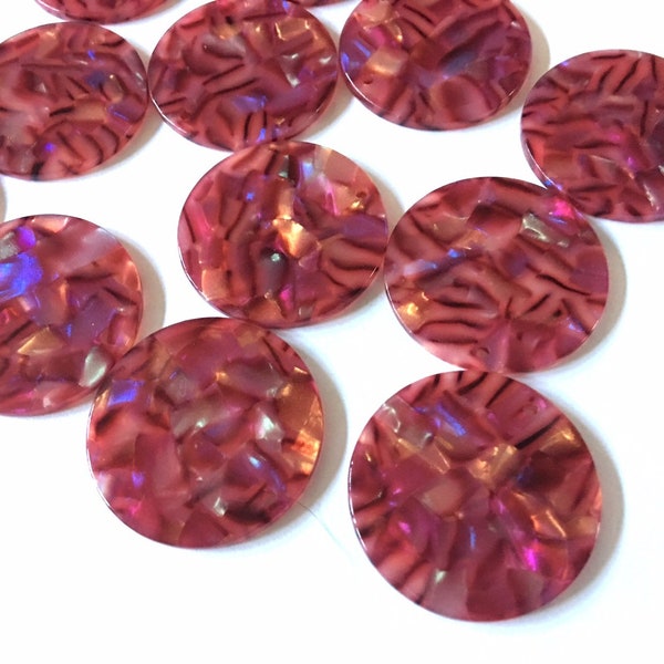 Red HOLOGRAM Tortoise Shell Acrylic Blanks Cutout, Circle blanks, earring bead jewelry making, 30mm jewelry 1 Hole circle bangle single