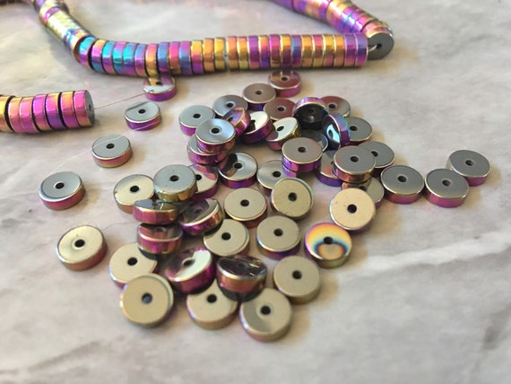8mm Gold double disc beads, bracelet beads heishi beads, spacer beads,  colorful pride clearance beads donut bracelet donut rondelle tube