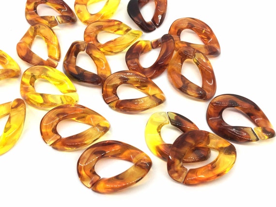 Firstmeet Chunky Acrylic Tortoise Shell Chain Choker Necklace – Oval Link Style For Women & Men