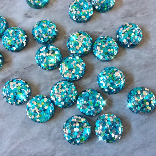 Silber + petrol hellblau 12mm Druzy Harz Cabochons, Schmuckherstellung Kit, diy Schmuck, druzy Ohrstecker, 12mm Ohrstecker türkis