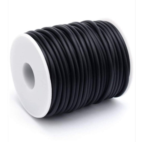 VENTE EN GROS Corde de tube en caoutchouc creux noir 3 mm à l’extérieur, cordon de tube en caoutchouc trou de 1,5 mm pour la fabrication de bijoux, couverture de bracelet en fil de mémoire