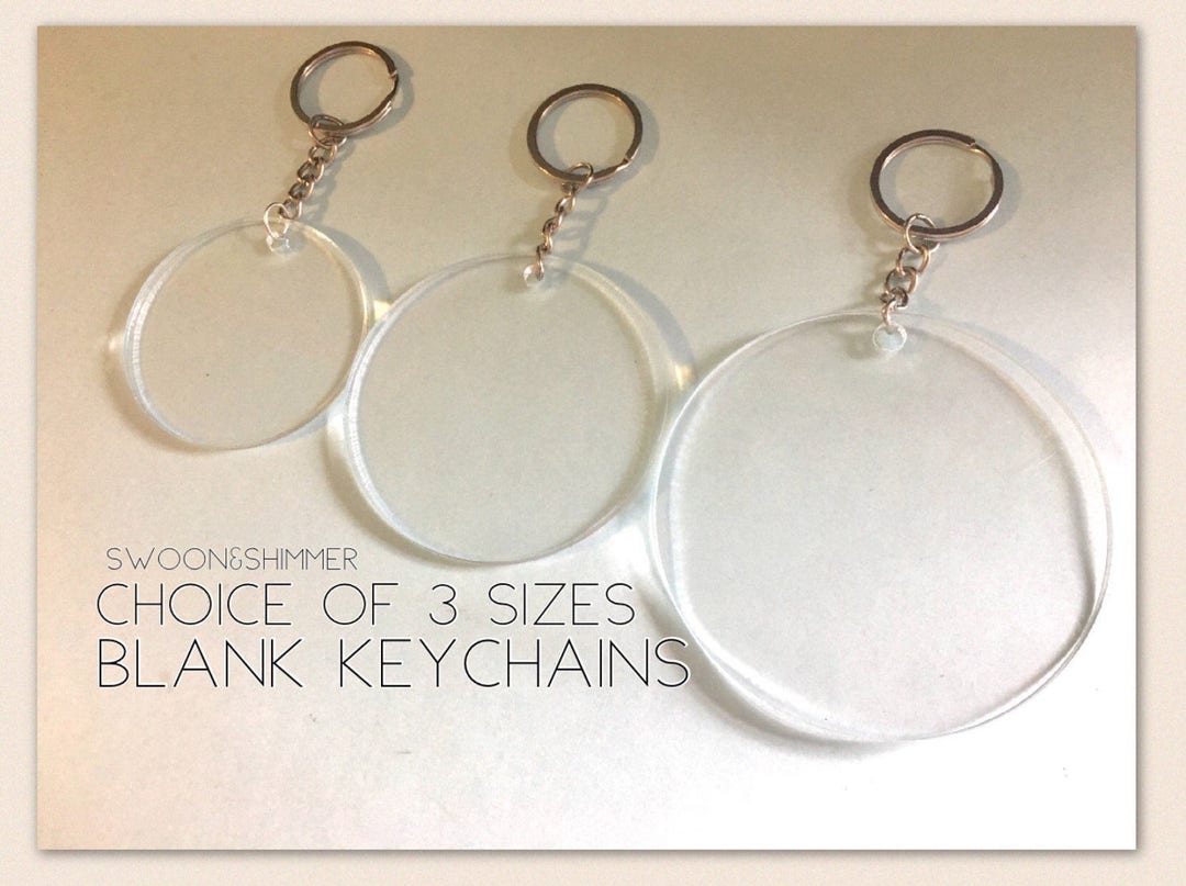 ACRYLIC KEYCHAIN BLANKS 2, 48 Set Clear Disc Key Chain with Open