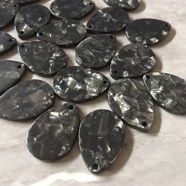 Tortoise Shell Black Acrylic Blanks Cutout, teardrop blanks earring bead jewelry making, 25mm oval jewelry, 1 Hole single hole dangle drop