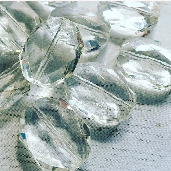 31x24mm Clear Faceted Slab Nugget Beads, Beads for Bangle Making or Jewelry Making, transparent beads, chunky beads, statement beads