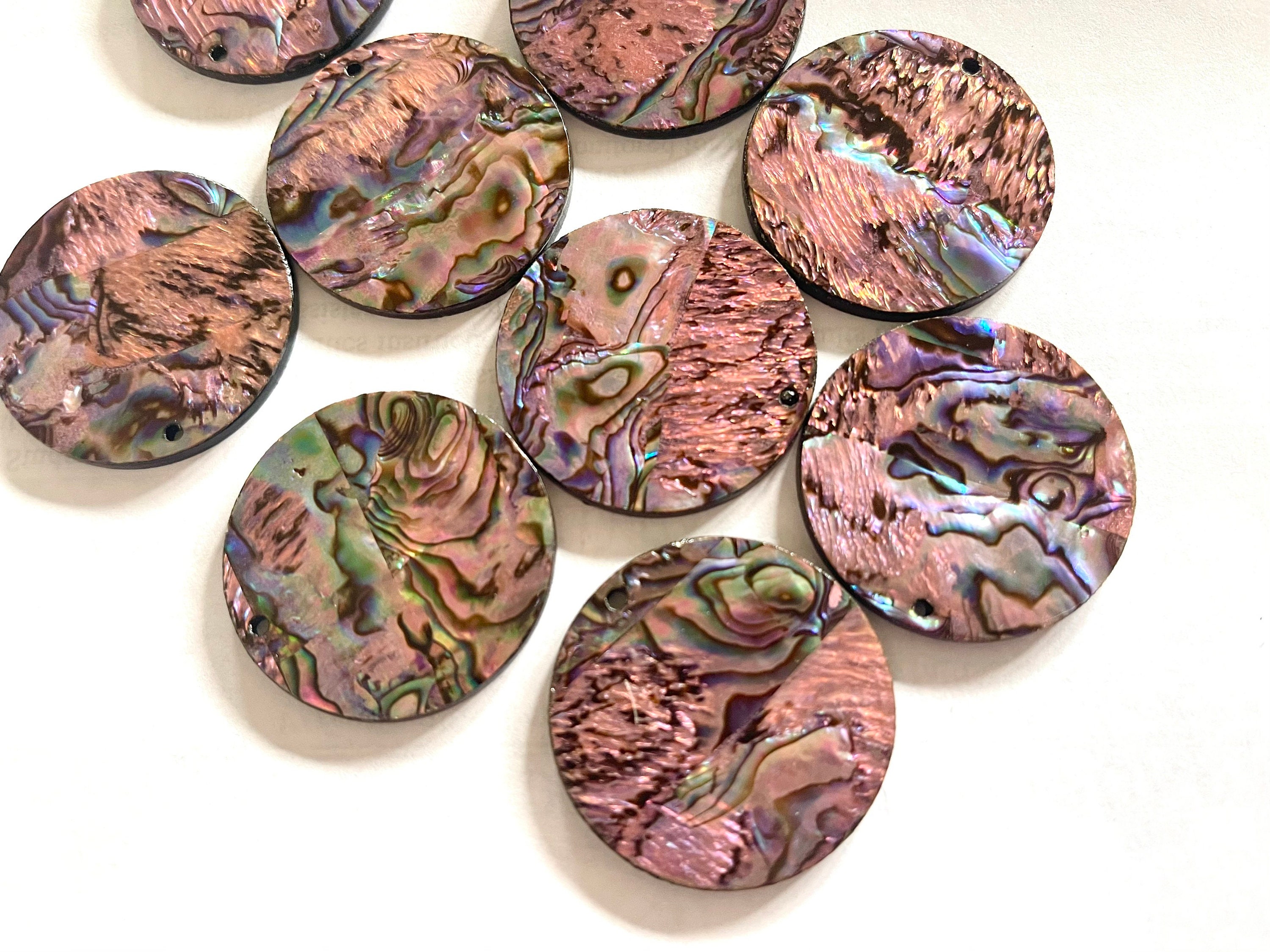 White Abalone Shell Circle round blanks, earring bead jewelry