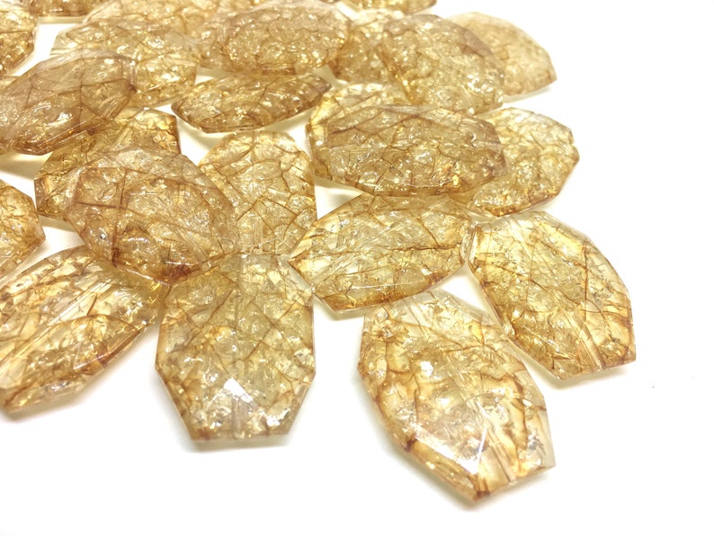 chunky craft supplies for wire bangle or jewelry making tan brown Champagne Dinosaur Egg Clear Faceted 35mm acrylic beads
