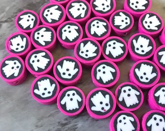 Halloween-Perlen, 11mm Geist Perlen, Jack o Laterne Perlen, Halloween Schmuck lila Heishi Perlen groben Handwerk liefert für Draht Armreif Schmuck