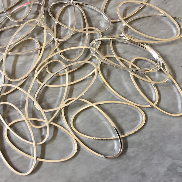 30mm silver Metal Ovals, bracelet necklace earrings, jewelry making, geometric earrings, triangle blanks, simple round minimalist jewelry